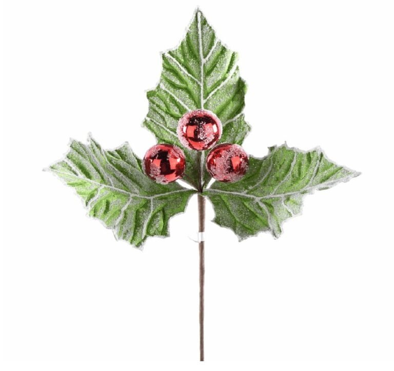 13" Frosted Holly Berry Pick