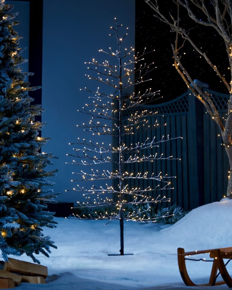 Pre-Lit Snow Flocked Twig Tree — 4 ft