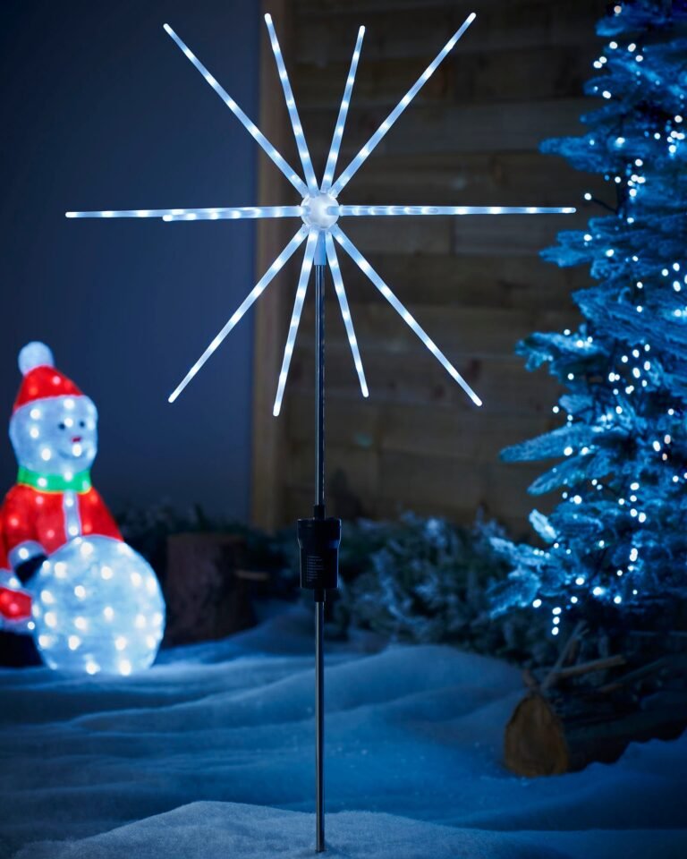 Starburst Pathway Stake Light — Ice White