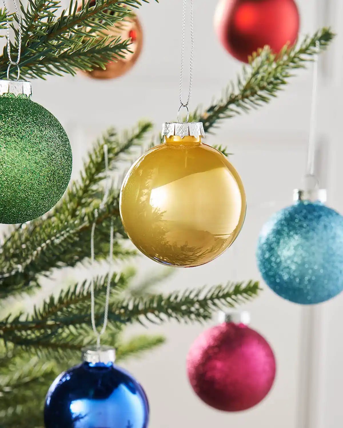 Set of 24 Glass Baubles, Multi-Colour, 6 cm - Image 2