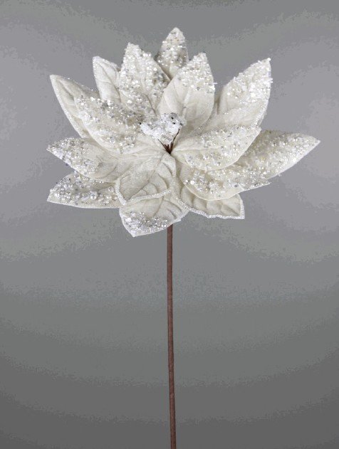 19" Platinum Poinsettia Stem