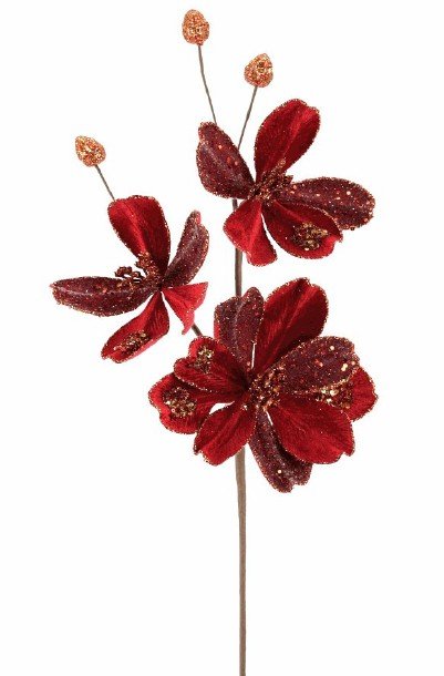 23.5" Red Saucer Magnolia Spray