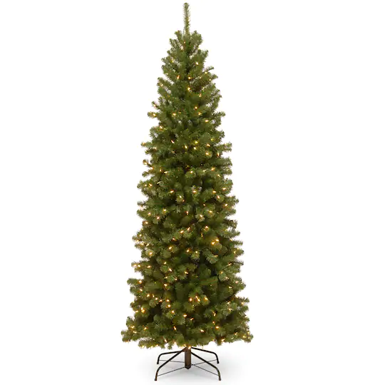 6.5ft. Pre-Lit North Valley Spruce Pencil Slim Artificial Christmas Tree, Clear Lights