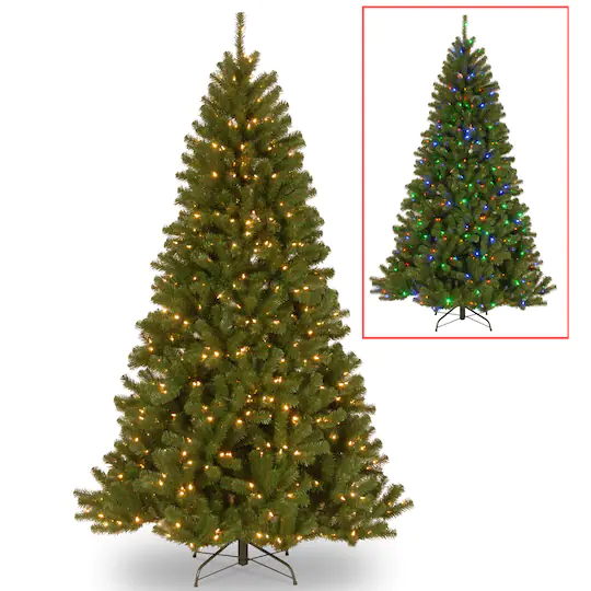 7.5 ft. Pre-lit Hinged North Valley Spruce Full Artificial Christmas Tree, Dual Color LED Lights