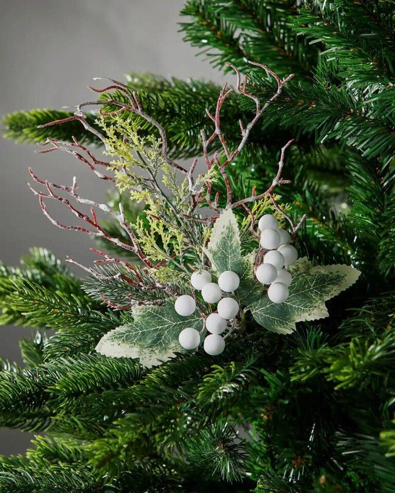 White Artificial Frosted Berries Pick, 31 cm