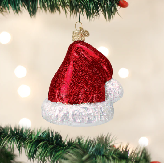 Old World Santa's Hat Glass Christmas Ornament