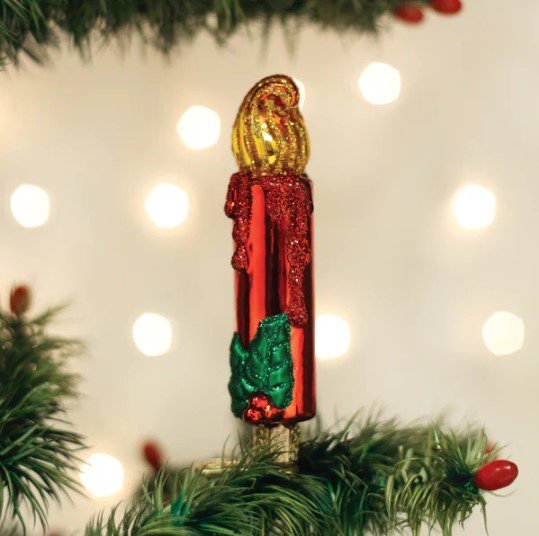 Old World Red Clip-On Candle Glass Christmas Ornament