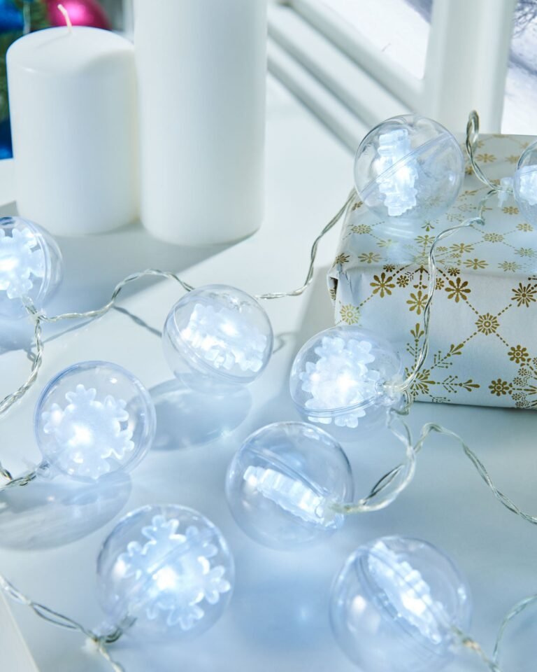 Snowflake Bauble LED Light String — White