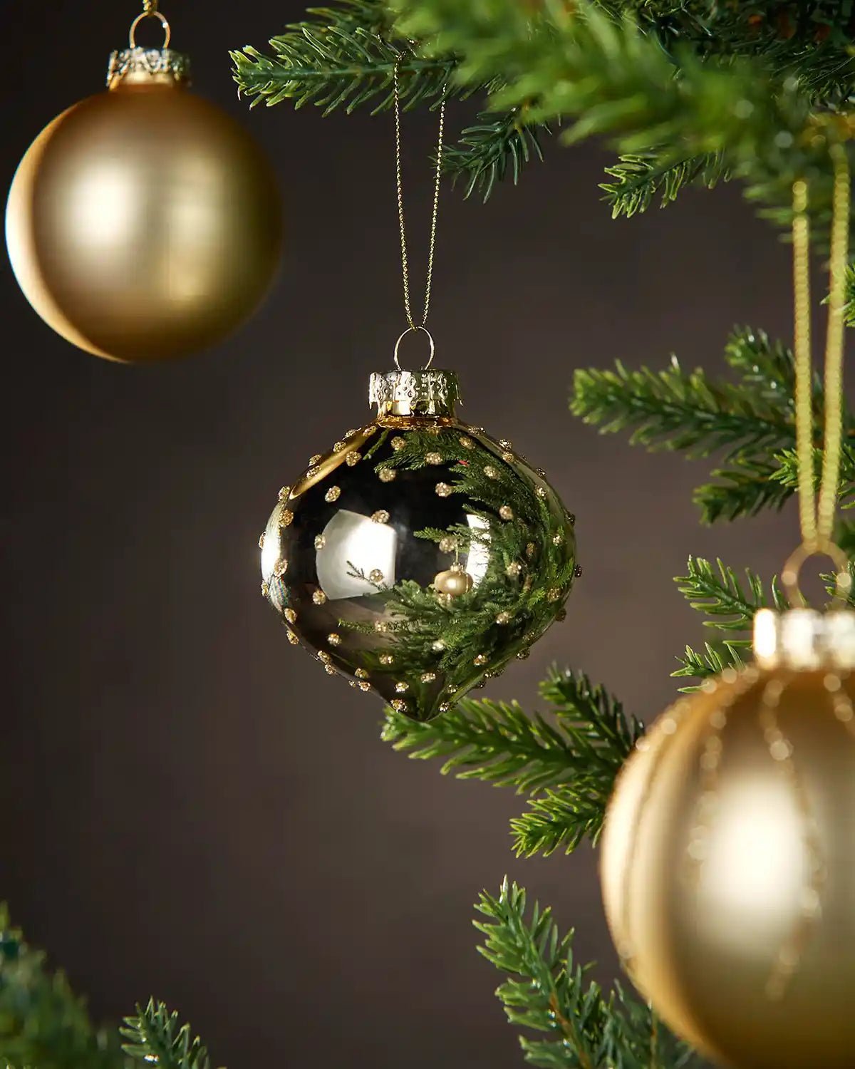 Set of 20 Glass Baubles, Gold - Image 2