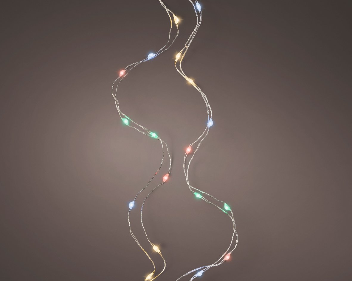 Micro LED Multi 100 Stringlight Set 16.2 ft. Battery Operated with Silver Wire