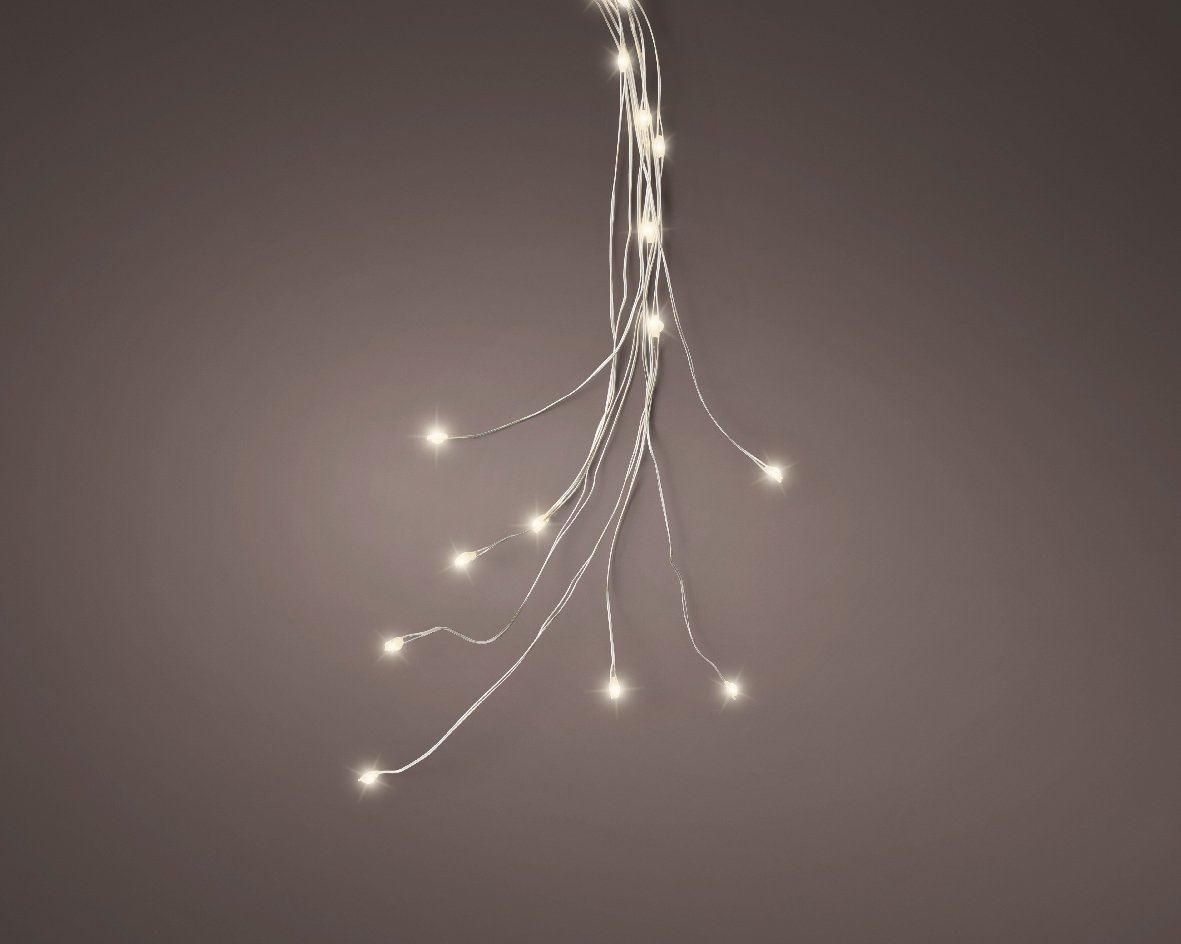 Micro LED Warm White Bunch 96 Light Set 3.6 ft. Battery Operated with Silver Wire