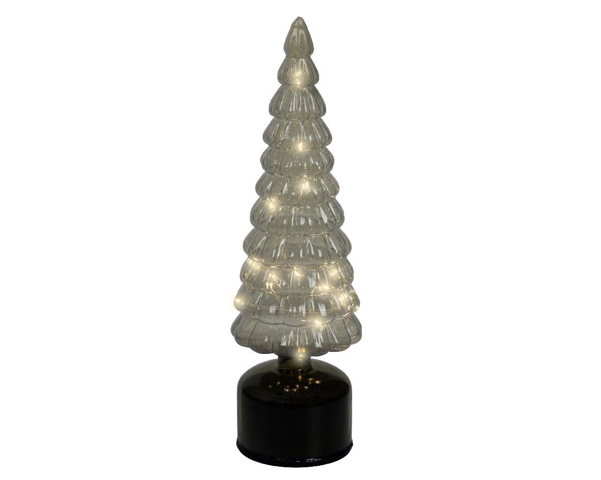Micro LED Green Glass Rotating Tree with Warm White Lights Battery Operated dia4.33" x H.15.35" - Image 2