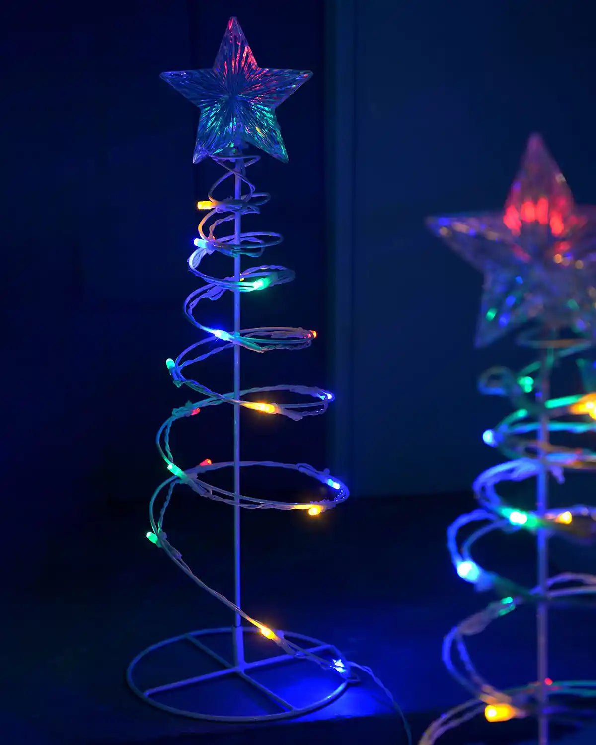 Set of 4 Pre-Lit Spiral Trees, Multi-Coloured, 55 cm - Image 2