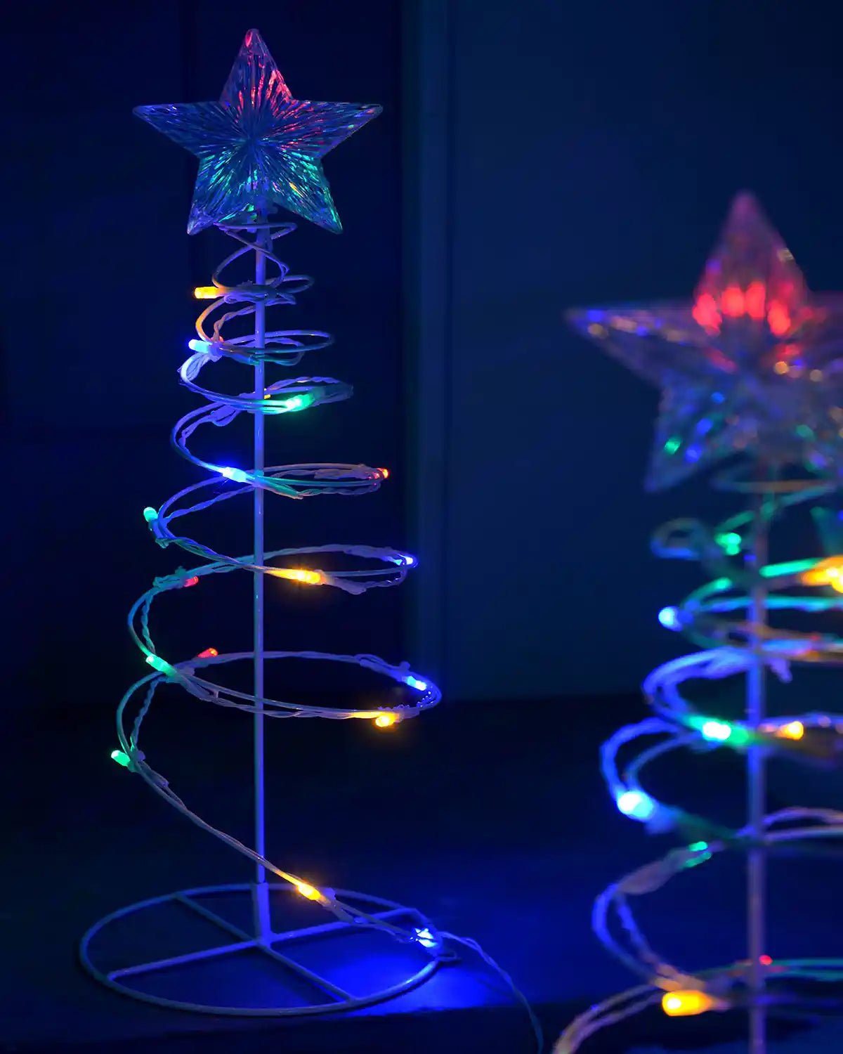 Set of 4 Pre-Lit Spiral Trees, Multi-Coloured, 55 cm - Image 4