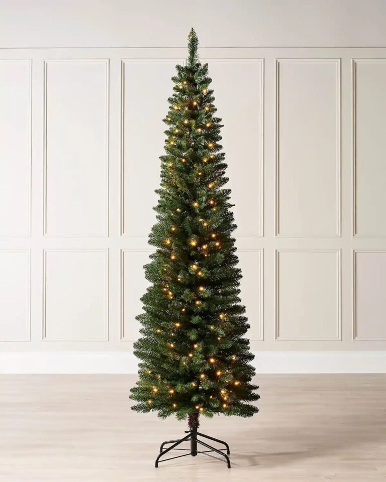 Pre-Lit Green Pencil Christmas Tree, 6.5 ft