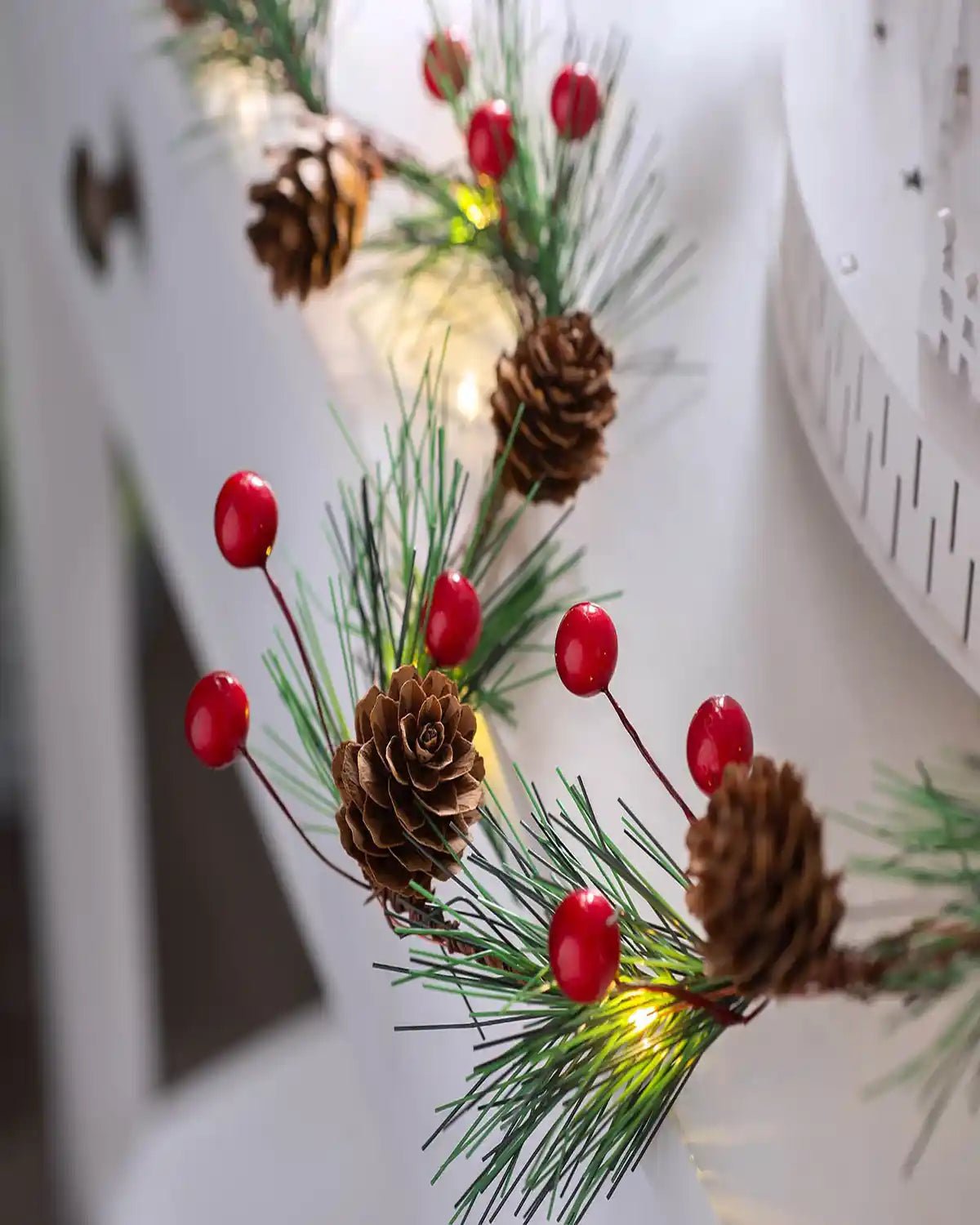 Pre-Lit 20 LED Pinecones & Berries Light String, 6 ft - Image 2