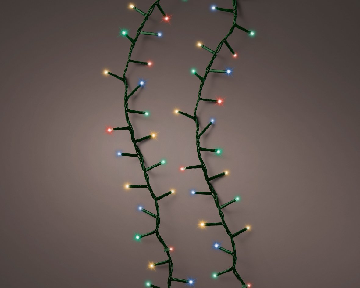 LED Multi 1000 Count Lights 74ft. Compact Light Set with Green Wire