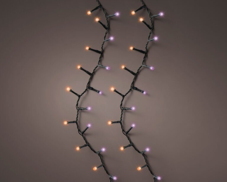 LED Black, Purple and Orange 1000 Count Lights 74ft. Compact Light Set with Black Wire