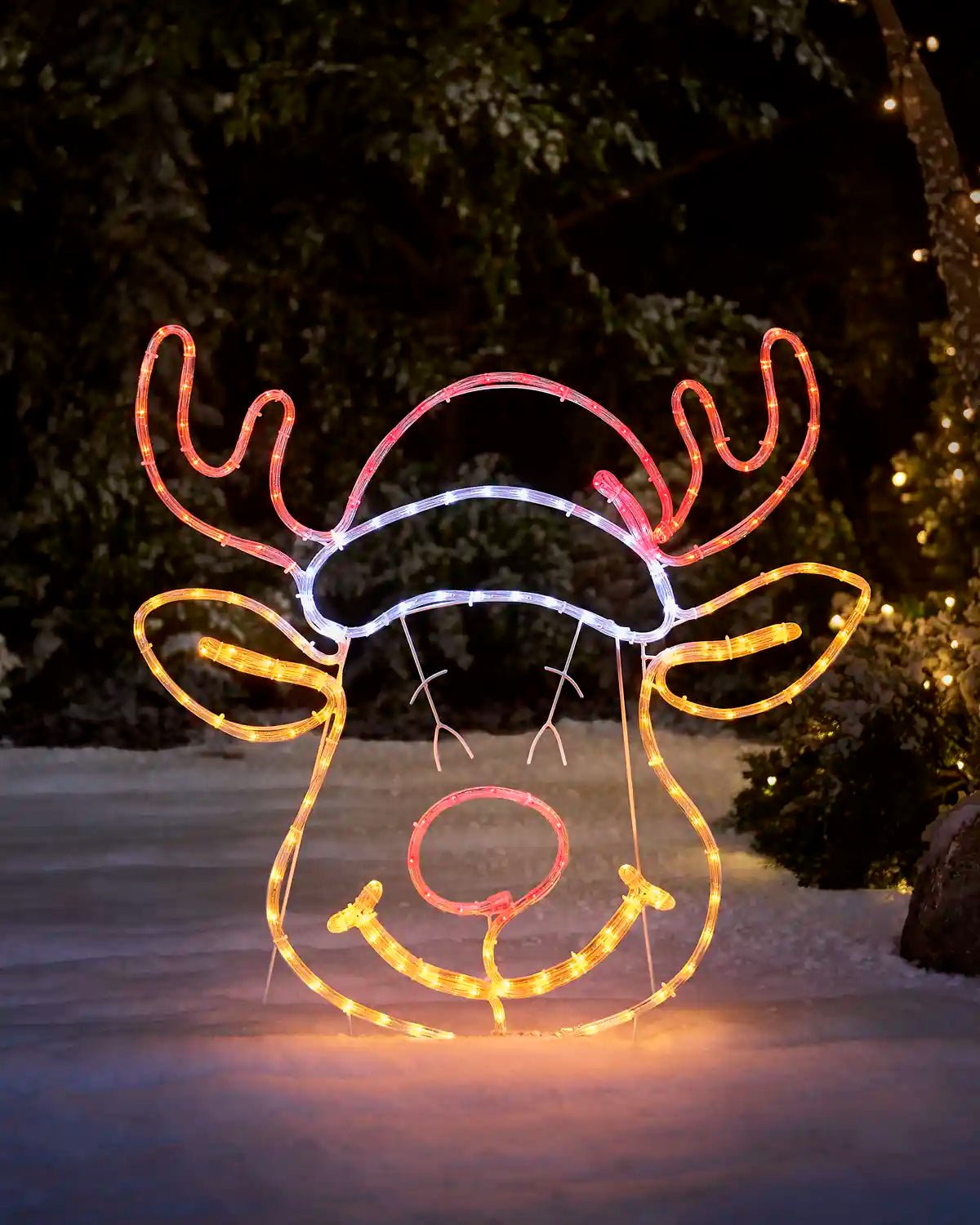 Pre-Lit Rudolph the Red Nose Reindeer Rope Light Silhouette, 80 cm
