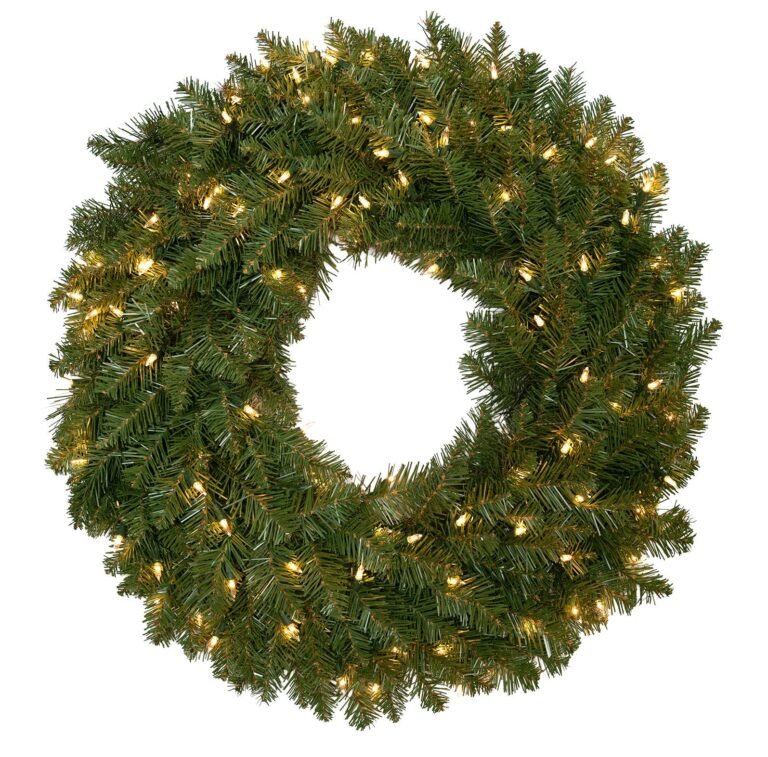 24" Ashton Spruce Wreath - Battery Operated Clear