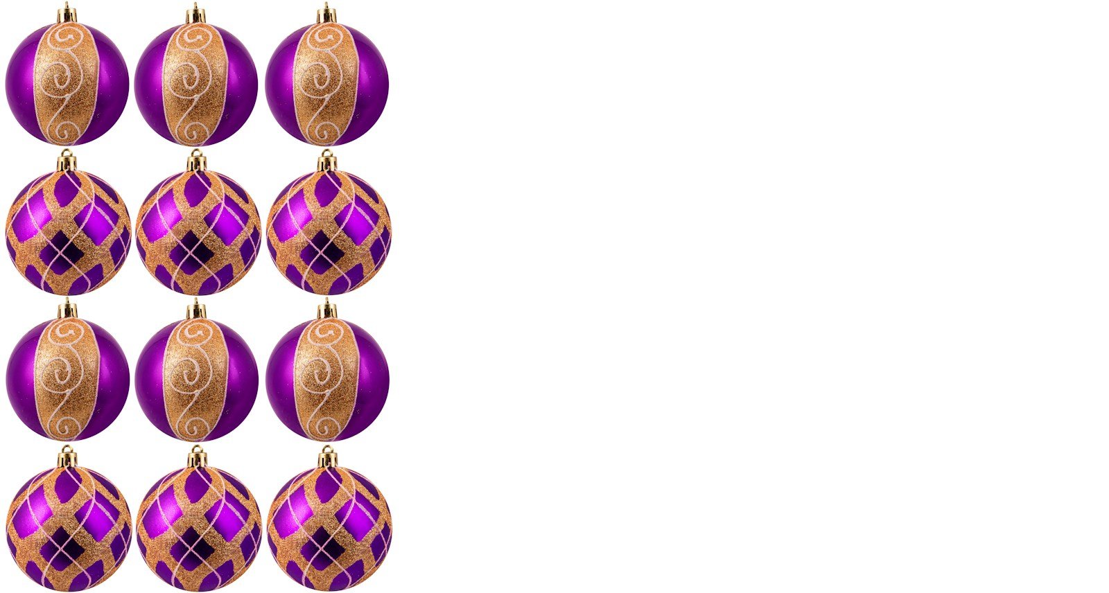 Hand Painted Shatterproof Bauble Design 10 (9-12 Pack)