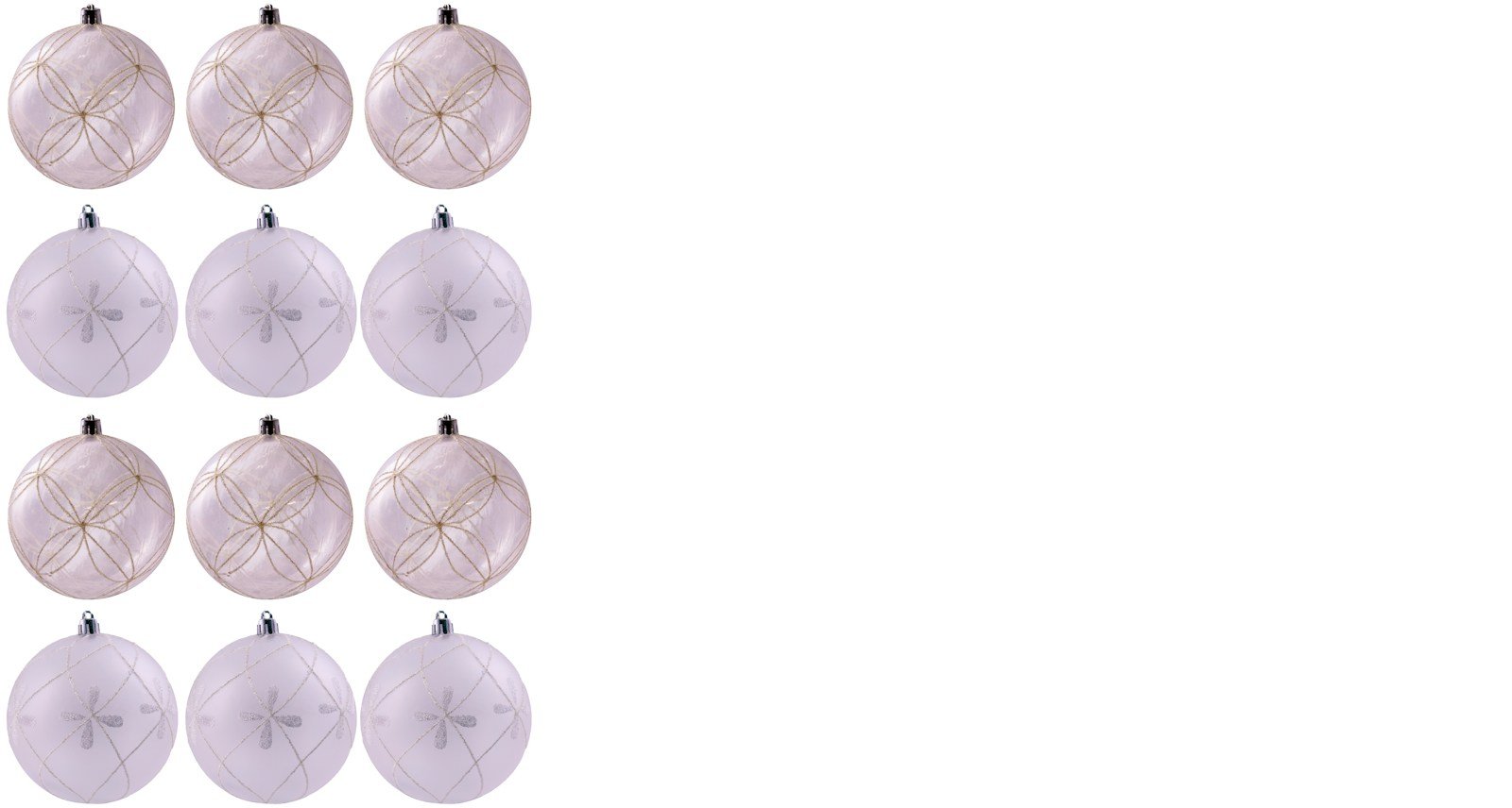 6cm Hand Painted Shatterproof Bauble Design 16 (12 Pack)