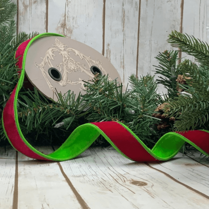 Bright Green and Hot Pink Velvet Ribbon