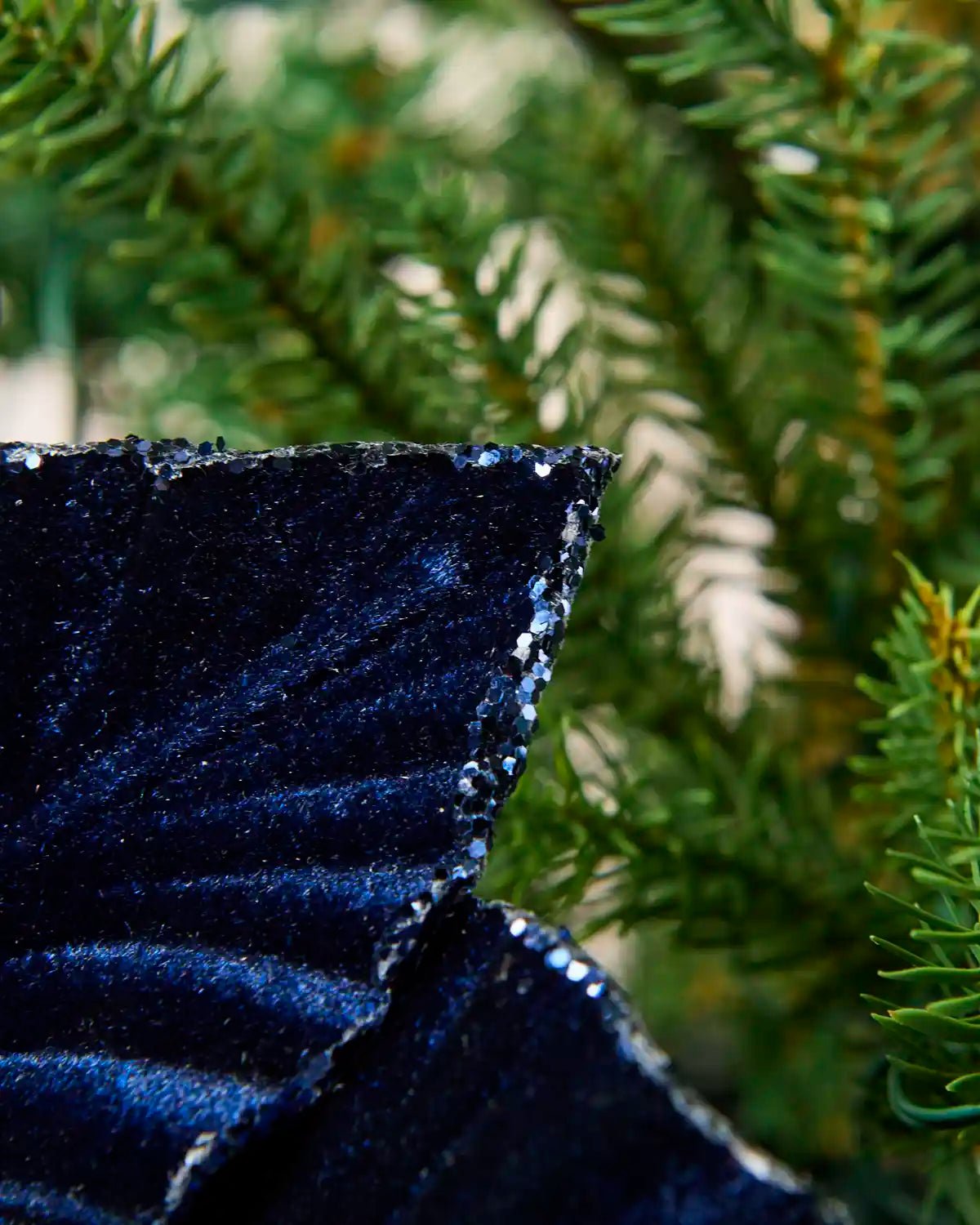 Navy Velvet Artificial Poinsettia, 30 cm - Image 4