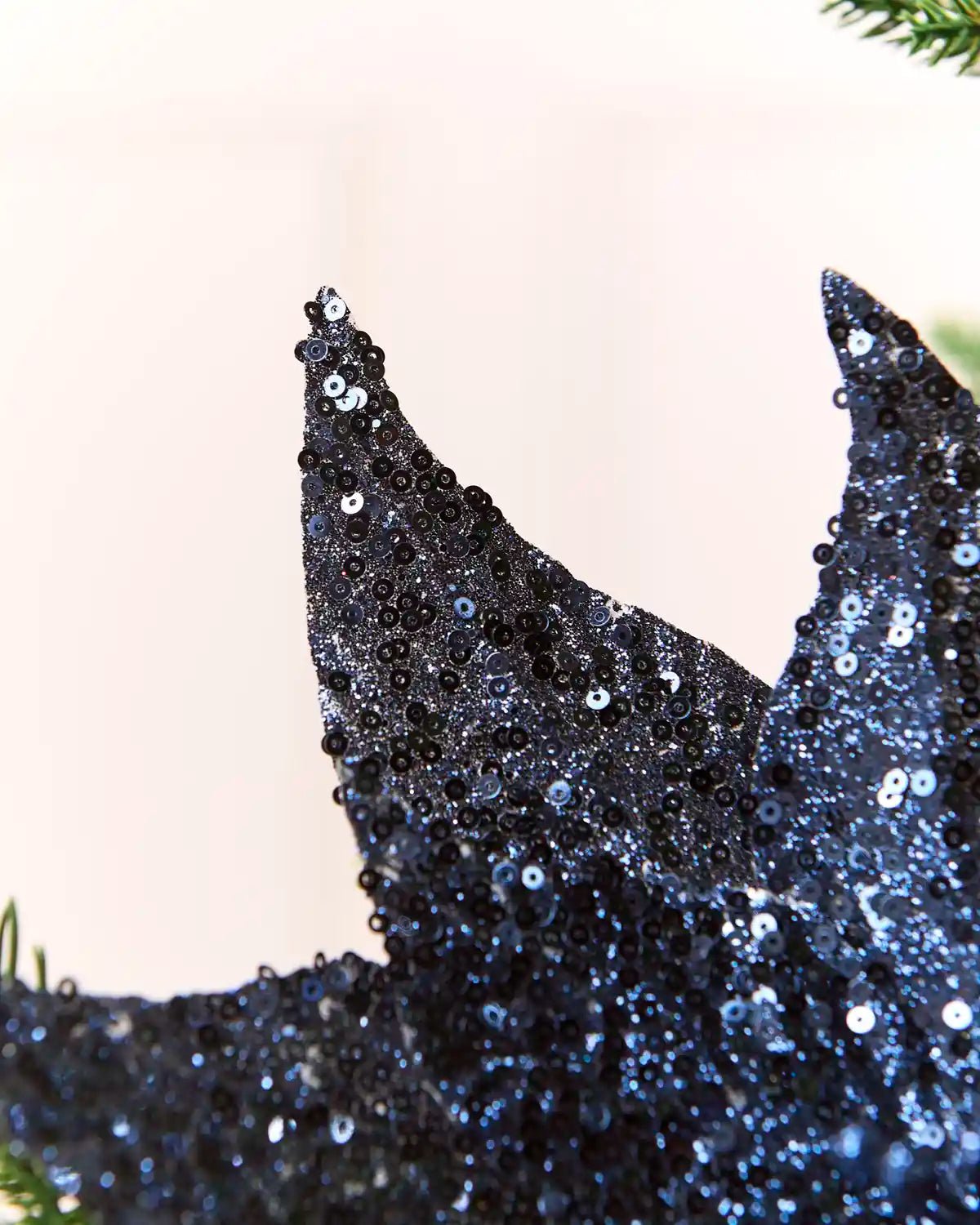 Navy Sequin Artificial Poinsettia, 30 cm - Image 4