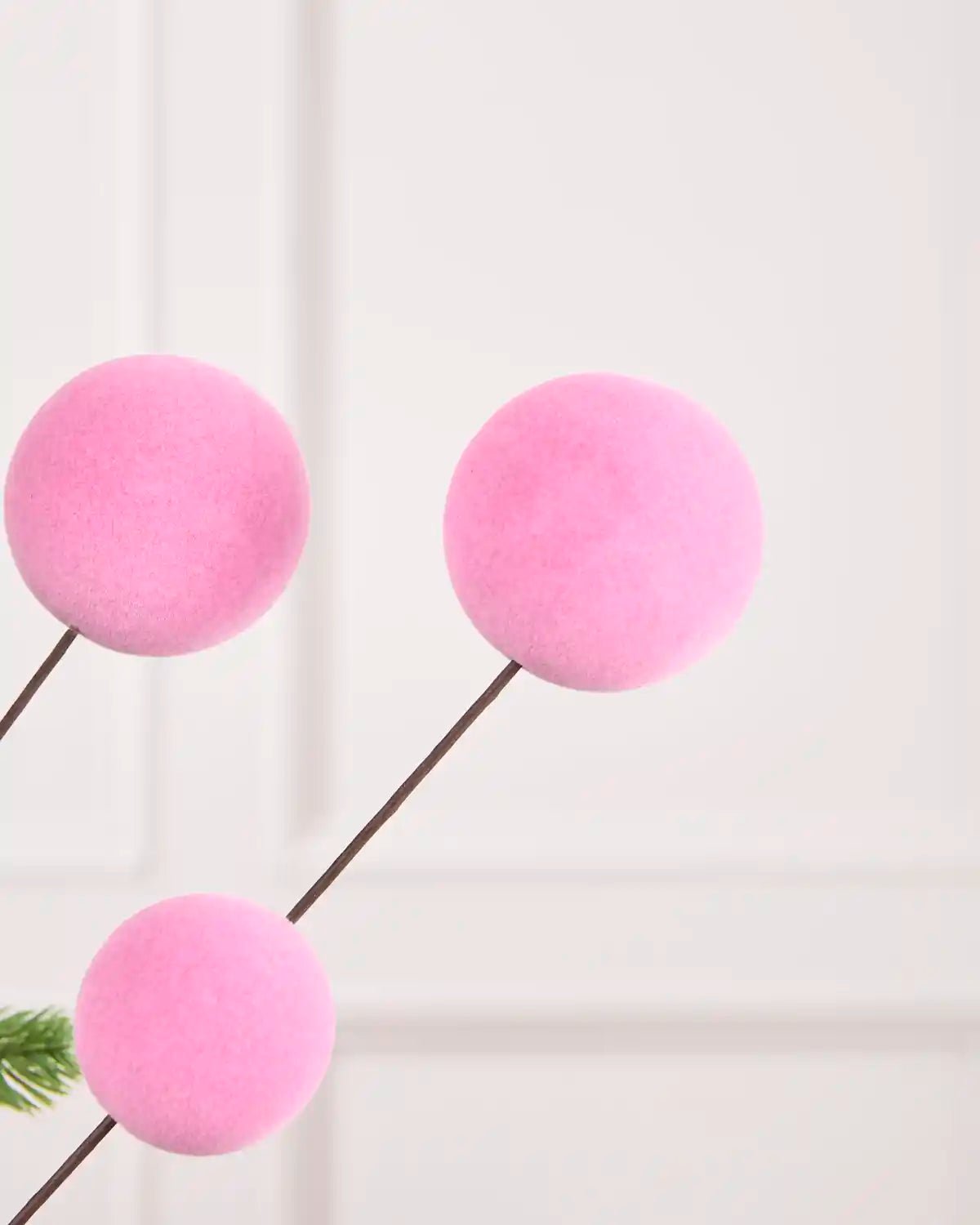 Set of 3 Velvet Bauble Picks, Pink, 70 cm - Image 4