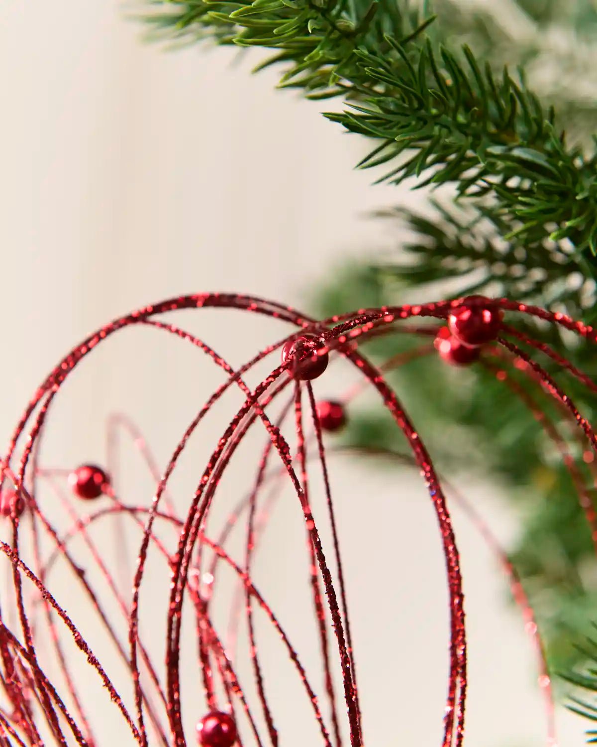 Glitter Nest Christmas Tree Pick, Red, 39 cm - Image 3
