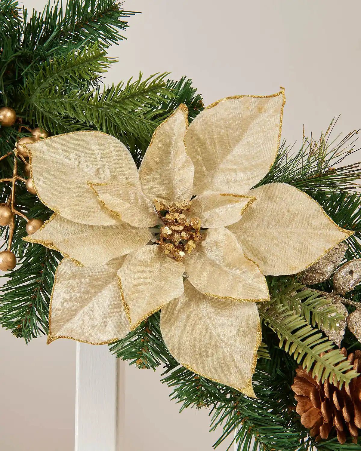 Pre-Lit Decorated Garland, Cream & Gold, 6 ft — Garland / 6 ft - Image 3