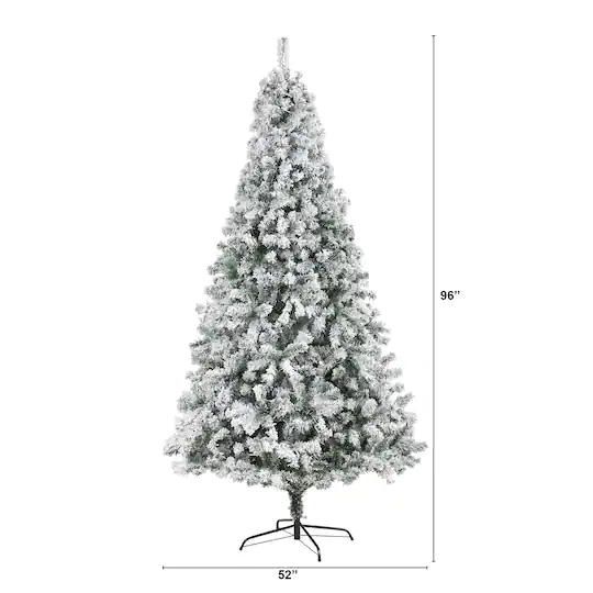 8ft. Unlit Flocked Rock Springs Spruce Artificial Christmas Tree — Height: 8' - Image 4