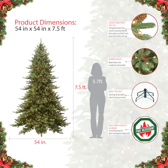 7.5ft. Pre-Lit Royal Majestic Fraser Fir Artificial Christmas Tree, Clear Lights — Height: 7.5' - Image 2
