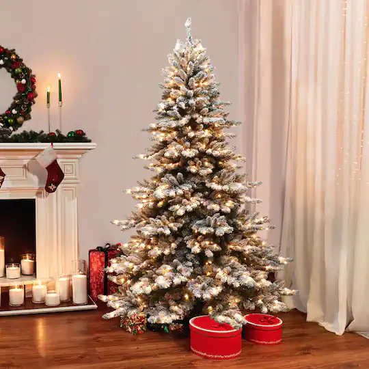7.5ft. Pre-Lit Flocked Royal Majestic Spruce Artificial Christmas Tree, Clear Lights - Image 4