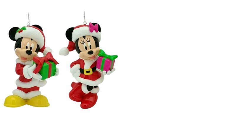 9cm Mickey & Minnie Mouse Hanging Ornament Set - Disney Licenced