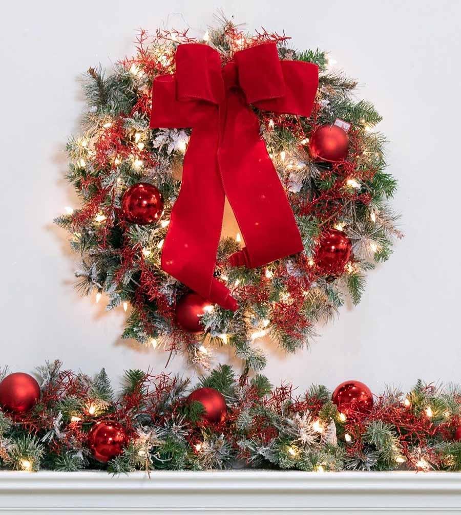 9' X 12" Frosted Virginia Garland - Clear LED - Image 5