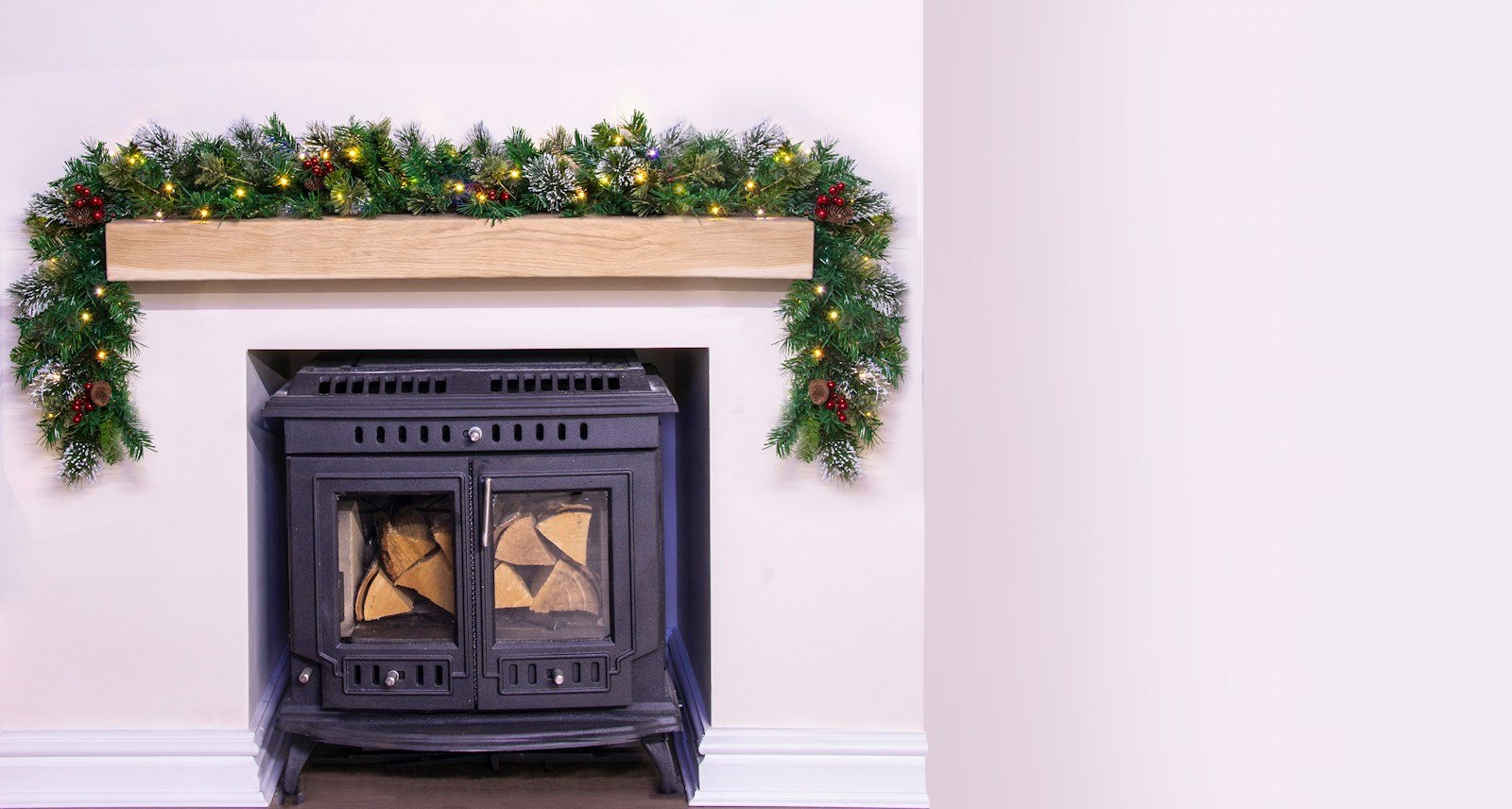 180cm Pre-lit Battery-powered Mixed Pine Garland Warm White/Multicolour LEDs - Image 6