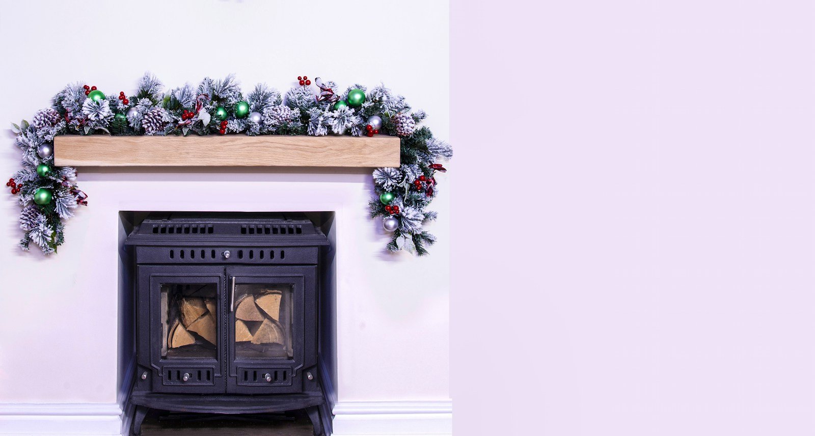 180cm Flocked Decorated Mixed Pine Garland with Tartan Bows
