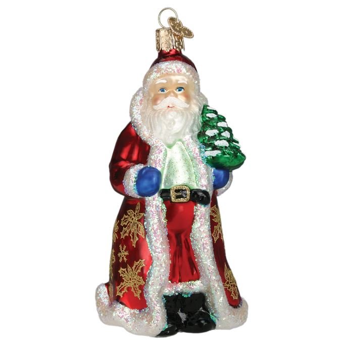 Old World Glistening Golden Santa Glass Christmas Ornament - Image 2