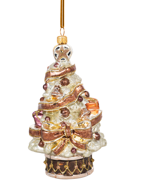 Huras Family Pantone Mocha Mousse Christmas Tree European Blown Ornament