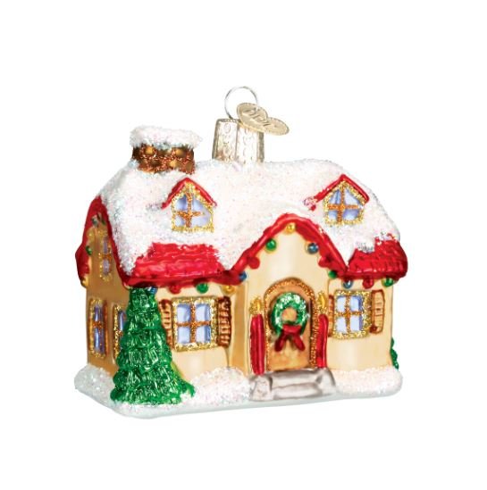 Old World Holiday Home Glass Christmas Ornament