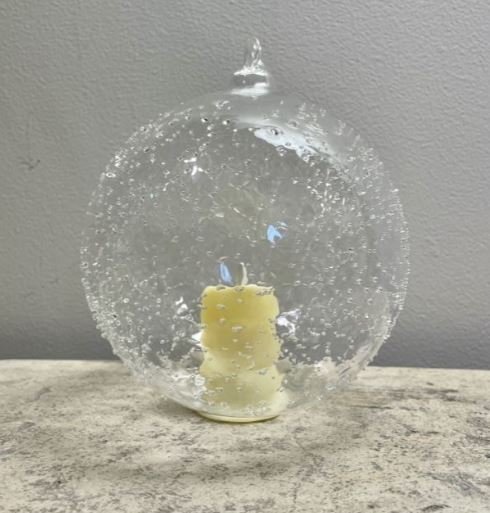 LED Textured Clear Glass Ornament w/Timer 5.75" - Image 2