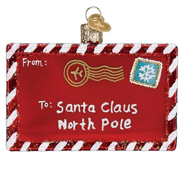Old World Letter To Santa Glass Christmas Ornament