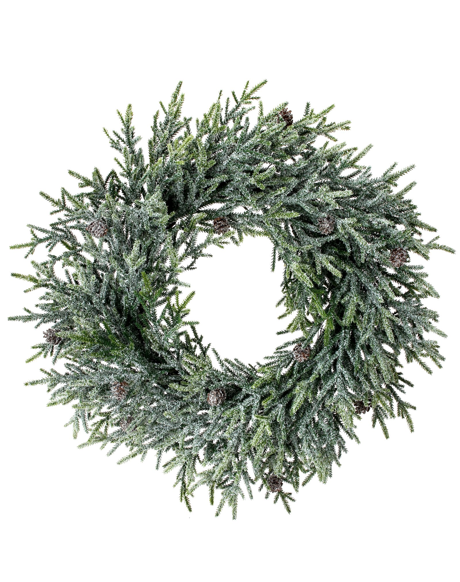 Frosted Green Mini Fir With Cones Wreath 20"
