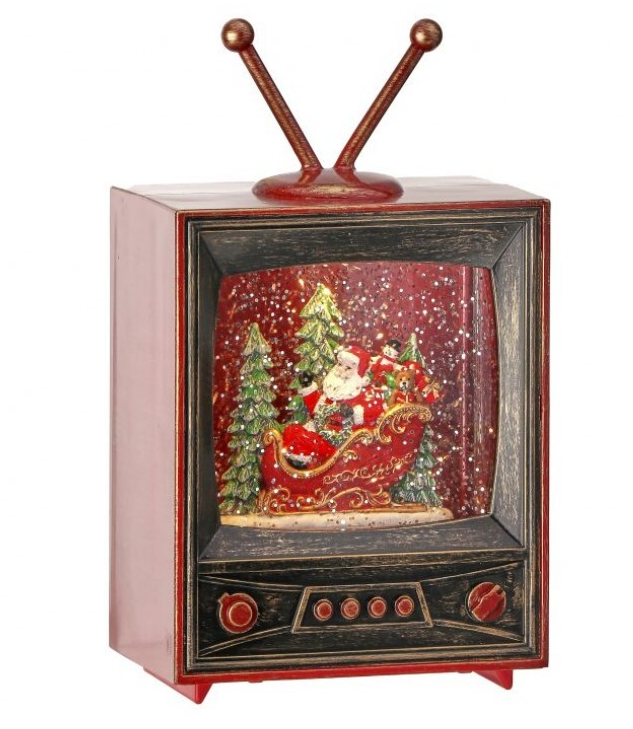 Santa TV Water Globe 6.5" LED/BTY/TMR