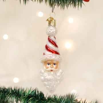 Old World Peppermint Twist Santa Glass Christmas Ornament