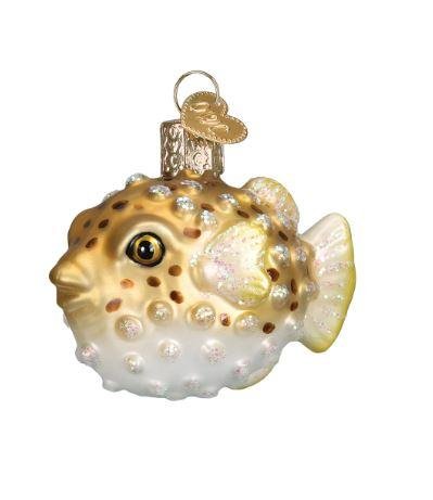 Old World Pufferfish Glass Christmas Ornament - Image 3