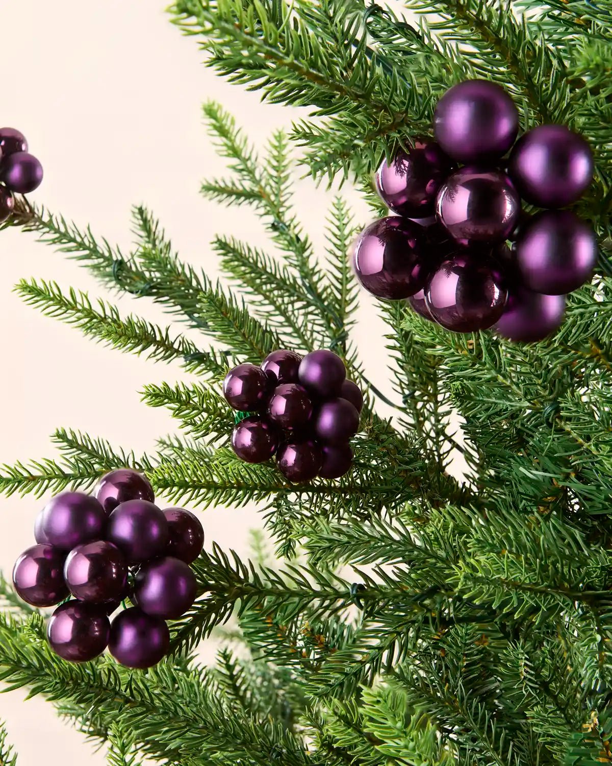 Set of 10 Glass Berry Cluster Baubles, Purple - Image 3