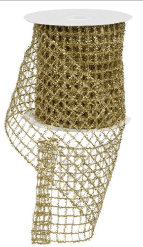 Gold Tinsel Trellis 4"X10YD